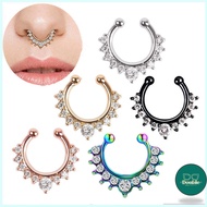 DG Fake Nose Ring  Septum Ring Fake Nose Hoop Stainless Steel Horseshoe Clip On Nose Septum Ring Non