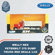 MERAH Nex welly Peterbilt 379 Dump Truck Red 1:32 Welly Truck Diecast Toy 100% NewOriginal