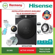 (FREE INSTALL KLANG VALLEY) HISENSE 10.5KG Front Load Washer Wifi Control WF5S1075BB Mesin Basuh 洗衣机