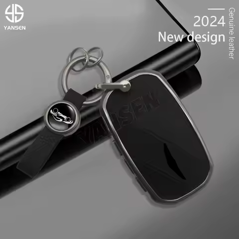 Genuine Leather Alloy Key Case Cover For 2024 Hyundai Genesis G70 G80 G90 Gv60 GV80 EQ900 Genesis Re