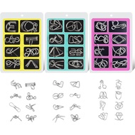 8‐Piece Metal Wire Puzzle Ring IQ Challenge Set – Brain Teaser Unlock Games for Stress Relief & Logi