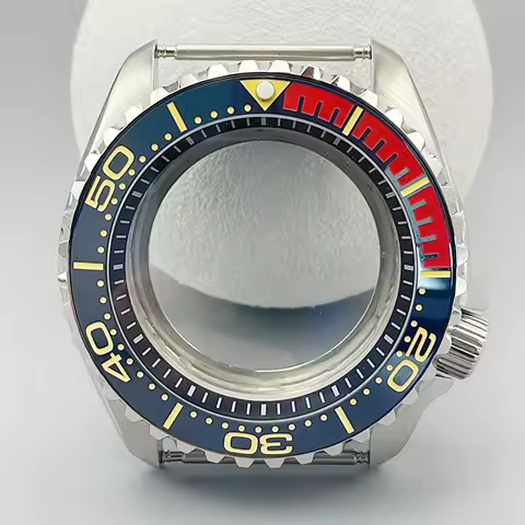 42mm Silver SKX007 Watch Case Dome Double Sapphire Glass Ceramic Insert for NH35 NH36 4R 6R 7S Movem