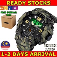 SKMEI 1637 Men Watch Sports Military 3Time Luminous Shockproof Waterproof Large Dial Quartz Wristwat