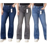 PLUS SIZE BOOTCUT ACID WASH WOMENS JEANS STRACHABLE FIT AND FLARE