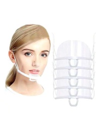 10入組白色透明食品服務口罩,diy彈性清晰抗唾液塑料廚房微笑口罩,適用於餐廳和泡沫茶店