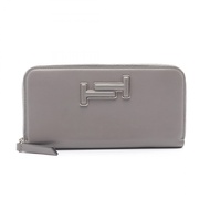 【二手】Tod's TOD'S圓長版皮夾 雙T 灰色皮革 雙T 圓長版皮夾 女士二手 A