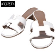 Hermès H071002Z OASIS calfskin H motif heeled sandals / size 37