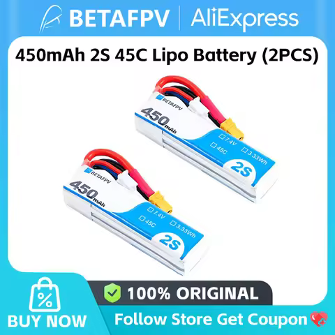 Betafpv 450mAh 2S 45C Lipo Battery/ 2S Whoop Cable Pigtail (XT30)