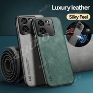 Luxury PU Leather Phone Case For Xiaomi 13T Pro 13TPro 5G 2023 Matte Silicone Protection Casing for Xiaomi 13 T Xiaomi13T Pro Xiaomi13TPro 5G Car Magnetic Holder Phone Back Cover