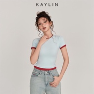 KAYLIN T-shirt with Tess border Top slim form made of stretch cotton fabric, Summer 2025 collection 