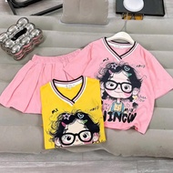 10-45kg. Pleated skirt set with inner lining for girls with 5d girl print, soft and sweat-absorbent 