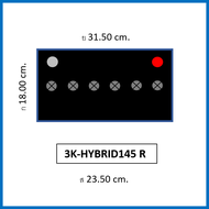 🎖แบตเตอรี่รถยนต์ 3K รุ่น HBE185 L / R   Hybrid 85Ah.  พร้อมใช้ เติมน้ำน้อย / สำหรับรถปิคอัพ ตู้ SUV  &lt;2800cc.