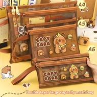 Capybara Fail Lutsinar Comel - Beg Alat Tulis Pelajar Kapasiti Besar A4 A5 A6