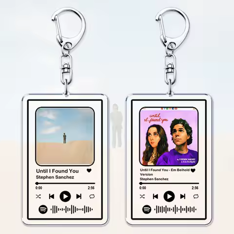Popular New Singer Music Keychains for Women Bag Accessories Until I Found You Playlist Code Keyings