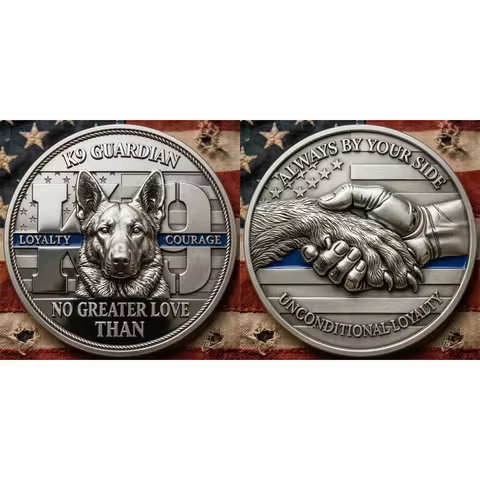 K9 Dog Memorial Challenge Coin Loyalty Courage Guardian Dog Commemorative Coin Gift for Dog Lovers C
