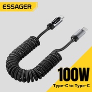 XO Essager 100W/60W/7A Digital Power Monitor Spring Charging Cable Type C Car Charging Data Cable Fa
