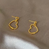 916 GOLD PLAIN HOOP EARRINGS /Love Heart Earrings / Heart-Shaped Earrings gold 916