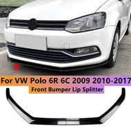 For VW Polo 6R 6C 2009 2010-2017 Glossy Black Car Front Bumper Lip Splitter Diffuser Body Kit Spoile