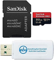 SanDisk 512GB Extreme Pro MicroSD Memory Card Works with GoPro Action Camera Hero 12 Black (SDSQXCD-512G-GN6MA) Bundle with 1 Everything But Stromboli MicroSDXC &amp; SD Card Reader