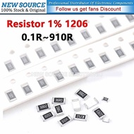 [100pcs] 1206 SMD Resistor 1% 1/4W 0.1R 910R 0R 0.2R 0.22R 0.33R 0.47R 0.68R 1R 2.2R 4.7R 5.1R 47R 2