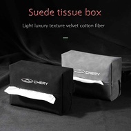Chery Car mounted suede tissue box, paper drawing box, creative car armrest box, chair back hanging 