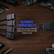 [SHM] 8Pin to 16Pin GPU Power Cord for RTX4070 RTX4070Ti Custom Fit Cable Enhanced Power Delivery fo