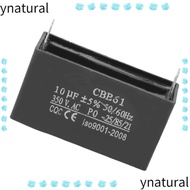 YNATURAL CBB61 Capacitor, 350VAC 50/60Hz Fan Motor Starting Capacitor, Durable ±5% 10UF 2-Pin Plasti