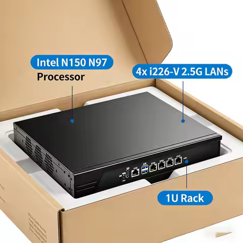 1U Intel N150 N97 Firewall Appliance Rackmount 19 Rack Firewall Hardware with 4*i226-V 2.5GbE LAN Ho