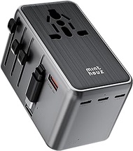 Minthouz Universal Travel Adapter, International 35W Power Adapter GaN PD Fast Charger with 2 USB-C 