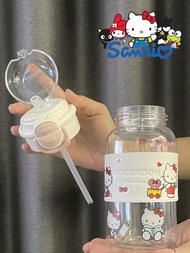 1pc Sanrio 16.91-Ounce Cute Straw Outdoor Sports Water Bottle - Durable PC, Large Capacity Portable 