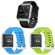 Compatible with Fitbit Blaze Bands, 3 Pack Silicone Band with 1 Pcs Silver Metal Frame Compatible wi