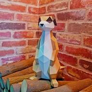 DIY手作3D紙模型擺飾 壁飾 掛飾 小動物系列 - 黑眼圈狐獴