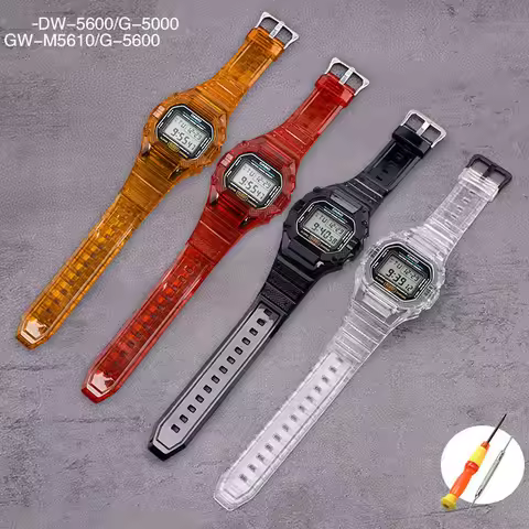 Resin Strap Watch Case for Casio G-Shock DW-5600 DW-5000 GW-M5610 GLX-5600 Transparent TPU Band Brac