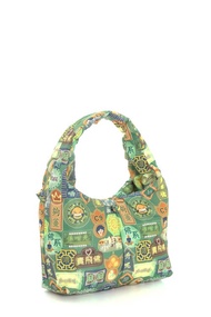 PORTER 綠色潮語印花夾棉手提包