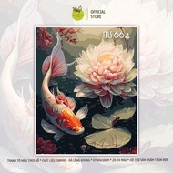 Coloring by numbers 40x50cm framed - Carp and Lotus painting T664