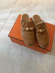 100% real Hermes Kelly mules espadrilles 愛馬仕草鞋