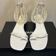 Chanel小香 香奈兒超美珍珠釦涼鞋（9成新）