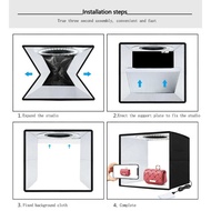 Studio Foto Mini MS30 LED Lipat 3 Warna Lengkap 6 Background Photo Box Portable Serbaguna untuk Foto