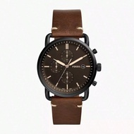 Fossil Commuter Chronograph Black Dial Brown Leather Strap Watch For Men FS5403