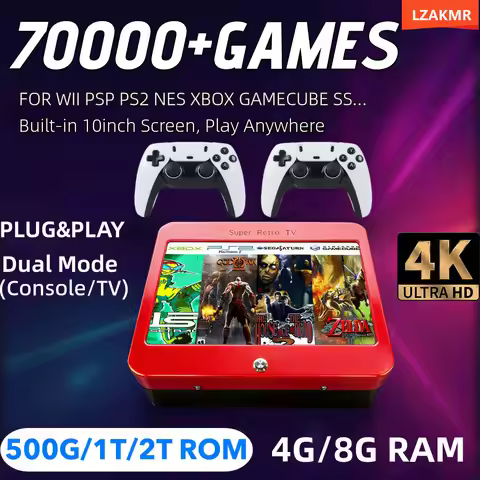 T1 Video Game Console Built-in 70000+Games 10 Inch HD Screen Plug&Play 60+Emulators for PS2/SS/NGC/W