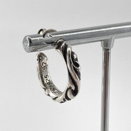 【二手】CHROME HEARTS HOOP SCROOL 1 捲軸耳環，SV925 純銀，14K 金耳針，3.9 克，銀色 x 金