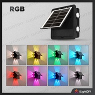 8W DECORATIVE SOLAR LED WALL LIGHT RGB WARM WHITE SOLAR WALL LAMP LAMPU DINDING SOLAR