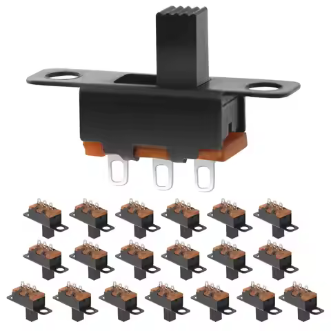 20pcs 5V 0.3A Mini Size Black SPDT Toggle Switch 1P2T Slide Switch Handle High 4MM for Small DIY Pow