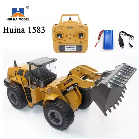 HUINA 1583 1/14 22 Channel Alloy Remote Control Loader Car Simulation Bulldozer Engineering Vehicle 