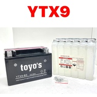 YTX9 (TOYO) - BLACK // YTX9-BS FOR KTM 390 DUKE / CBR 250 / GSF400 / NINJA 250 / SKYLINE 200 SYM VTS 200 VTS GEL BATTERY