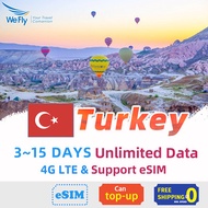 Turkey Sim card 3-15 Days Unlimited Data 4G High speed Support eSIM for travelling