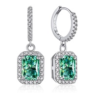 1-2ct rectangular shape Moissanite Drop Earrings Women - Laboratory Diamond S925 Silver Earrings Jew