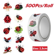 ❉ Q Ladybug Series 02 . Rolling Rewards Stickers ❉ 500Pcs/Roll DIY Diary Scrapbooking Sealing Label 