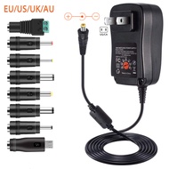 30W US/UK/AU/EU Universal Power Adapter 3V 4.5V 5V 6V 7.5V 9V 12V AC DC Charger Converter + 5V 2.1A USB Port With 8Pcs Jack