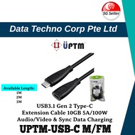 -UPTM-USB-C M/FM USB3.1 Gen 2 Type-C Male to Female Extension Cable 10GB 5A/100W Audio/Video Data